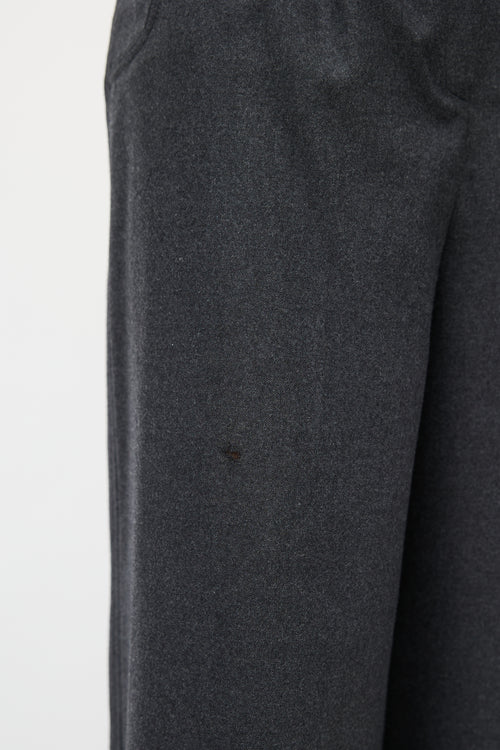 Fendi Grey Wool Wide Leg Trouser