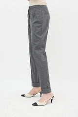 Fendi Grey Wool Tapered Trouser