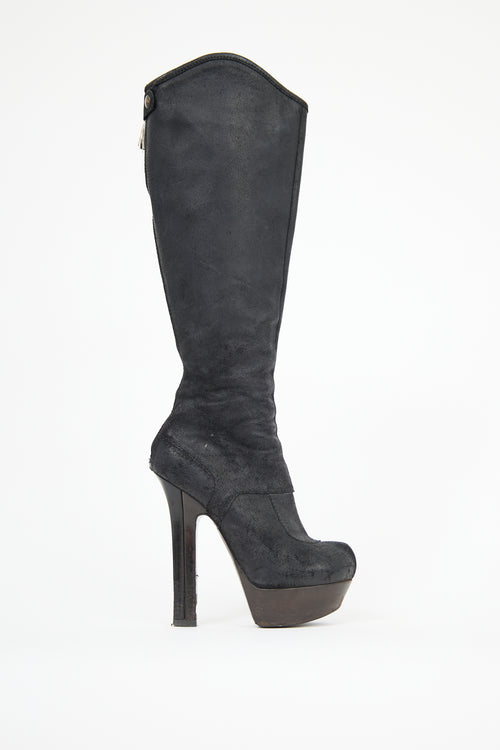 Fendi Suede Platform Knee Boot