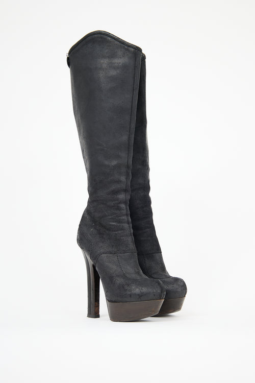 Fendi Suede Platform Knee Boot