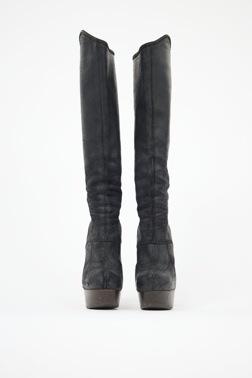 Fendi Suede Platform Knee Boot