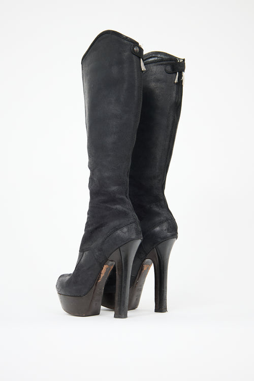 Fendi Suede Platform Knee Boot