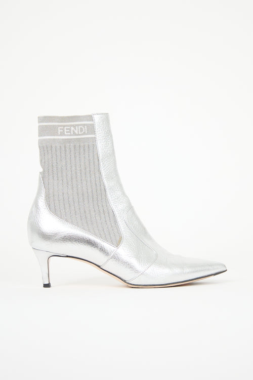 Fendi Leather Rockoko Scuba Stretch Boot