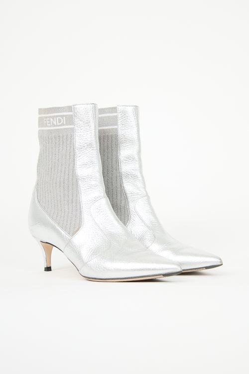 Fendi Leather Rockoko Scuba Stretch Boot