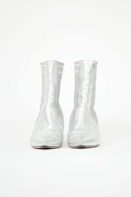 Fendi Leather Rockoko Scuba Stretch Boot