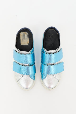 Fendi Leather Scalloped Sneaker