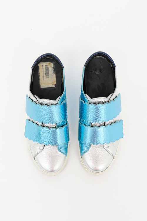 Fendi Leather Scalloped Sneaker