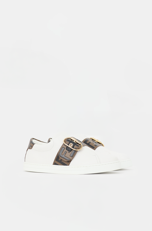 Fendi Leather Zucca Buckle Sneaker