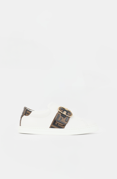 Fendi Leather Zucca Buckle Sneaker