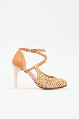 Fendi Leather & Crochet Pump