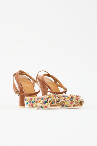 Fendi Leather & Mesh Embellished Sandal