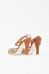 Fendi Leather & Mesh Embellished Sandal