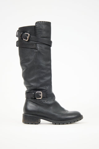 Fendi Leather Buckle Knee Boot