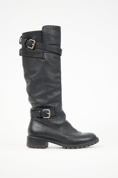 Fendi Leather Buckle Knee Boot