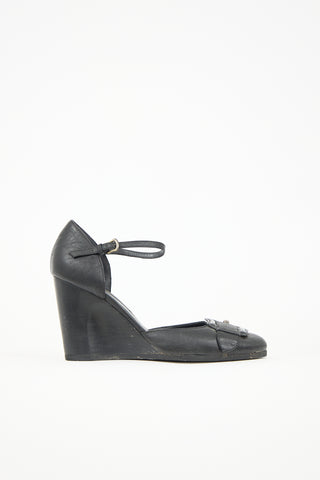 Fendi Leather D'Orsay Wedge Heel