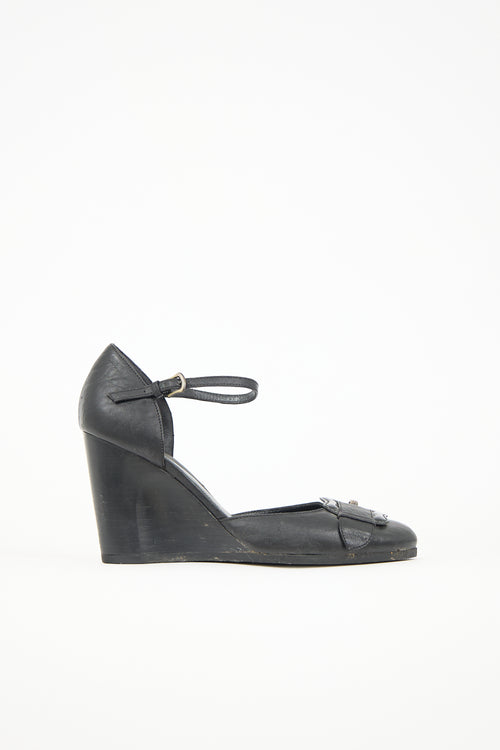 Fendi Leather D'Orsay Wedge Heel