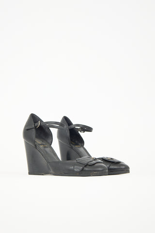 Fendi Leather D'Orsay Wedge Heel