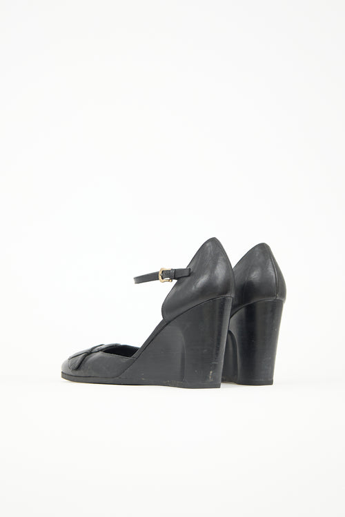 Fendi Leather D'Orsay Wedge Heel