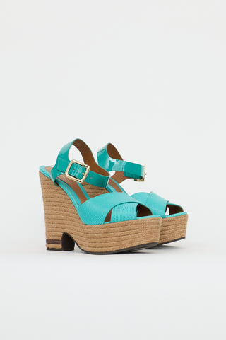 Fendi Leather Espadrille Platform Sandal