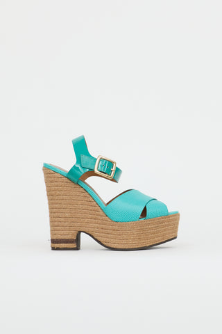 Fendi Leather Espadrille Platform Sandal