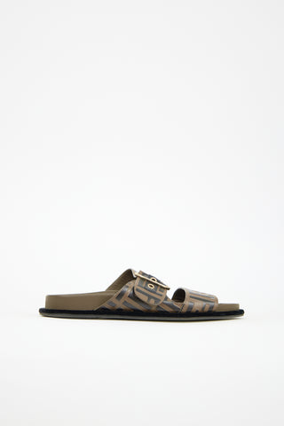 Fendi Leather FF Buckle Slide