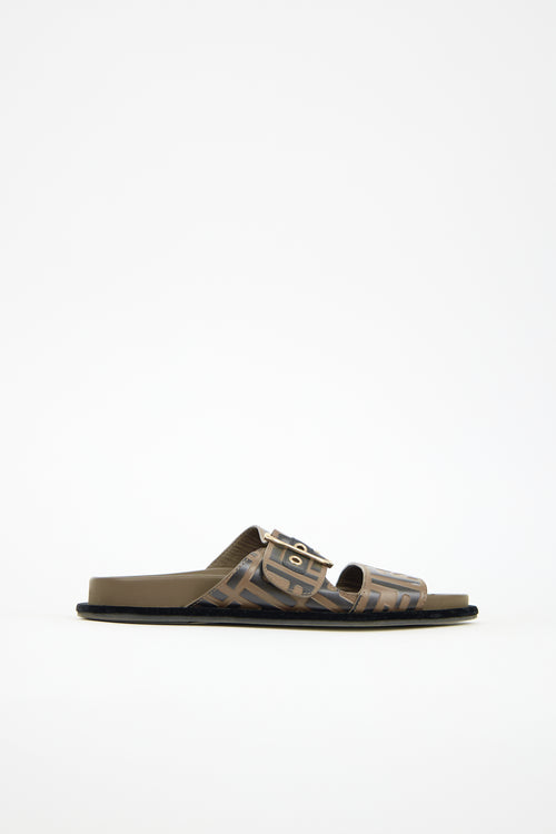 Fendi Leather FF Buckle Slide