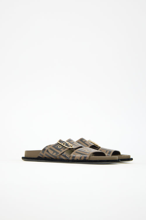 Fendi Leather FF Buckle Slide