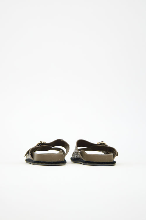 Fendi Leather FF Buckle Slide