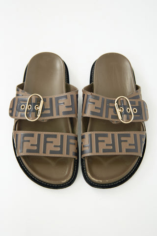 Fendi Leather FF Buckle Slide