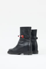 Fendi Leather Studded Moto Boot