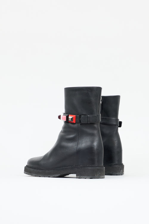 Fendi Leather Studded Moto Boot