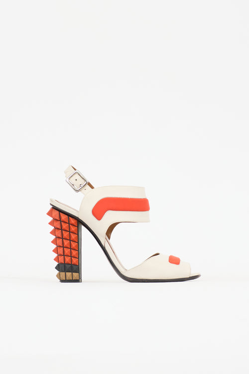 Fendi Leather Studded Polifonia Sandal
