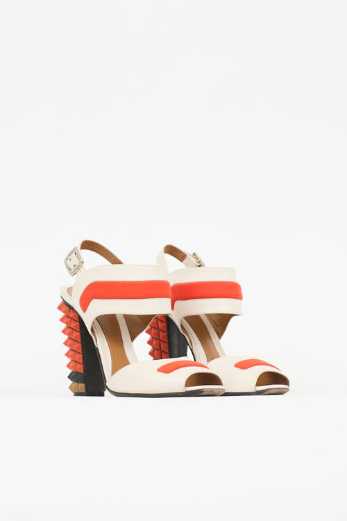 Fendi Leather Studded Polifonia Sandal