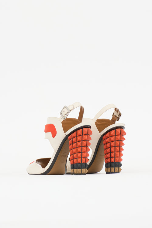 Fendi Leather Studded Polifonia Sandal