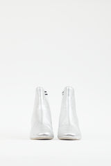 Fendi Metallic Silver Leather Ankle Boot