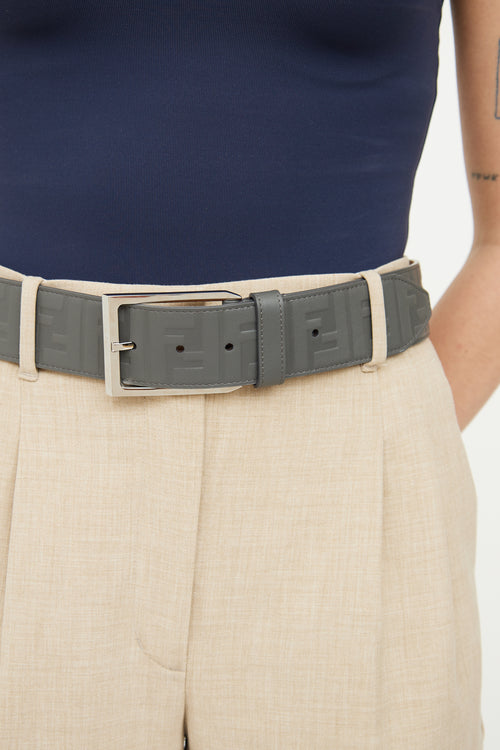 Fendi Grey Monogram Embossed Belt
