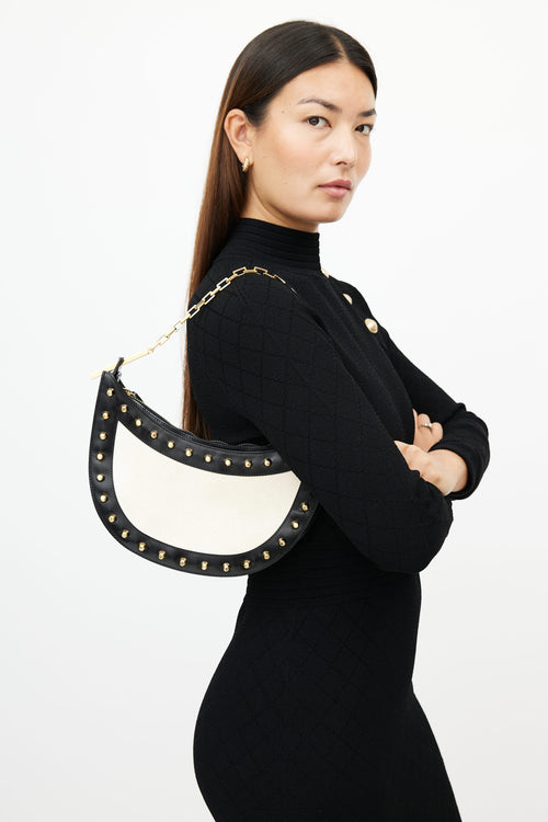 Fendi White & Multicolour Studded Leather Bag