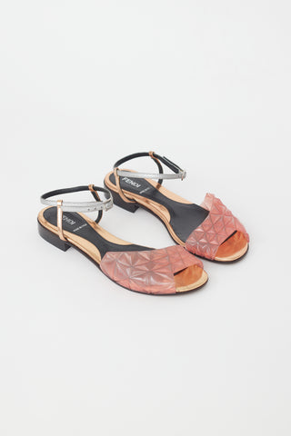 Fendi Multicolour Geometric Rubber & Leather Sandal