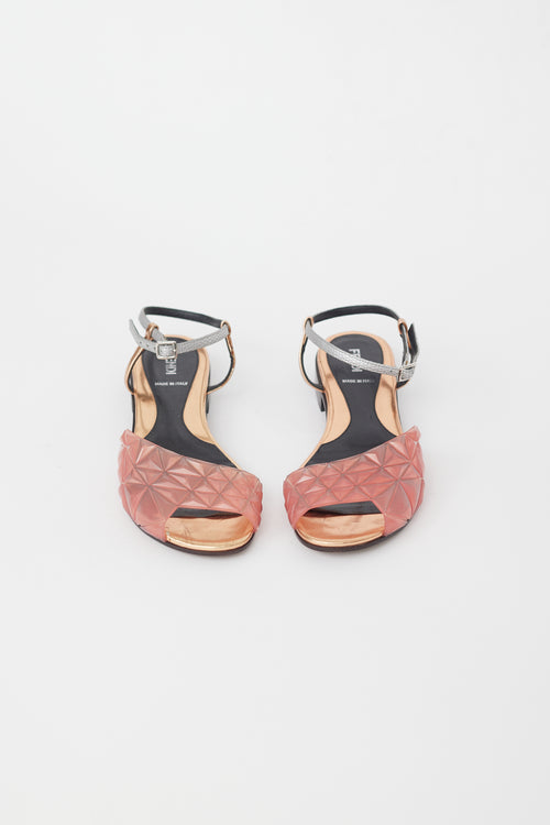 Fendi Multicolour Geometric Rubber & Leather Sandal