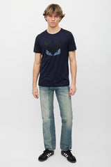 Fendi Navy & Blue Rhinestone Monster  T-Shirt