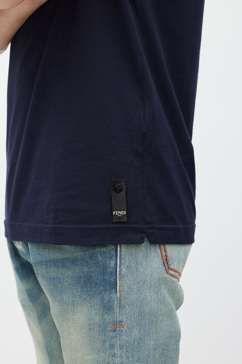 Fendi Navy & Blue Rhinestone Monster  T-Shirt