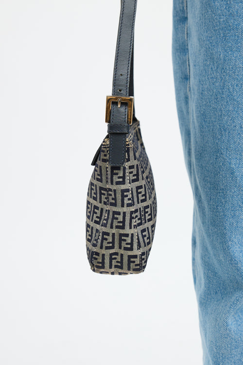 Fendi Navy & Grey Zucchino Mini Pochette Bag
