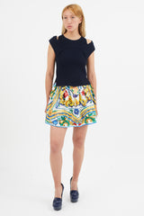 Fendi Navy Ribbed Knit Cut Out Top