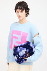 Fendi Navy Fur Tie Dye Mama Baguette Bag