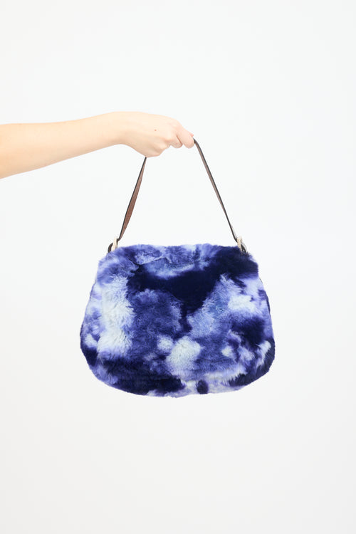 Fendi Navy Fur Tie Dye Mama Baguette Bag