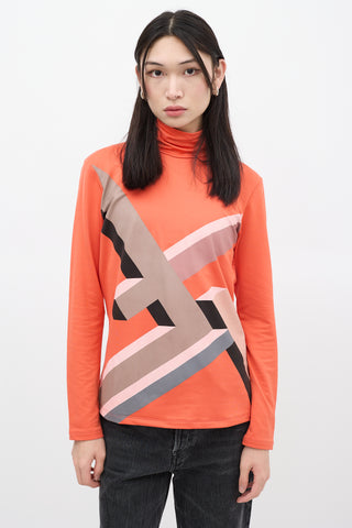 Fendi Orange & Multicolour Striped Turtleneck