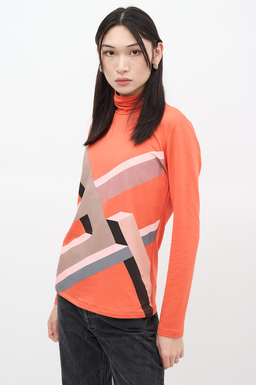 Fendi Orange & Multicolour Striped Turtleneck