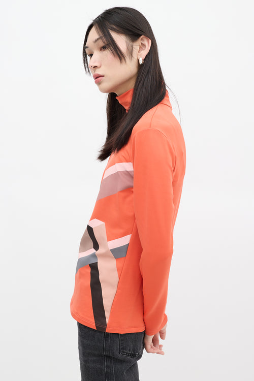 Fendi Orange & Multicolour Striped Turtleneck