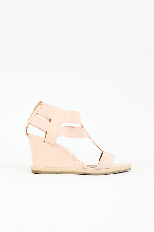Fendi Patent Logo Wedge Sandal