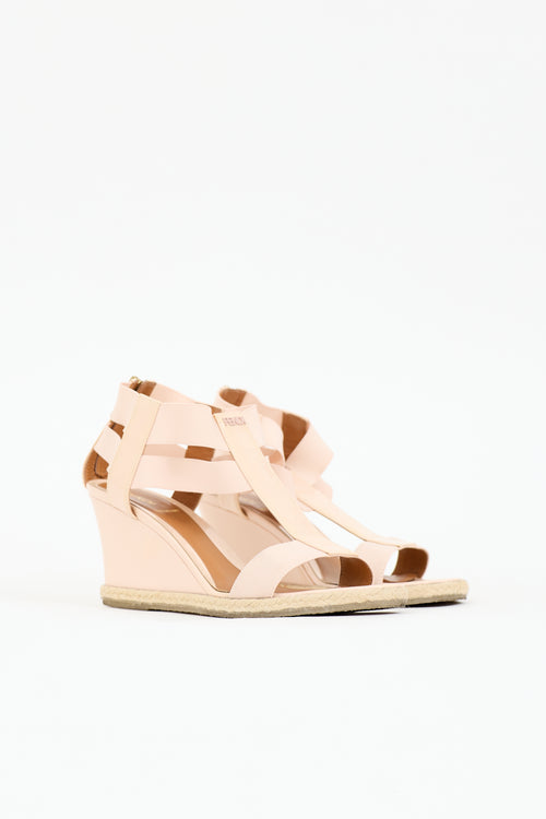 Fendi Patent Logo Wedge Sandal